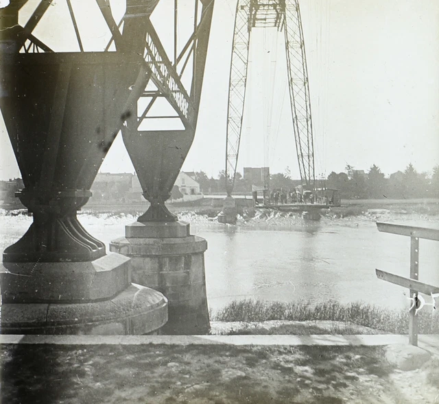 FRANCE Pont transbordeur c1920 Photo Stereo Plaque de verre Vintage V36L11n 