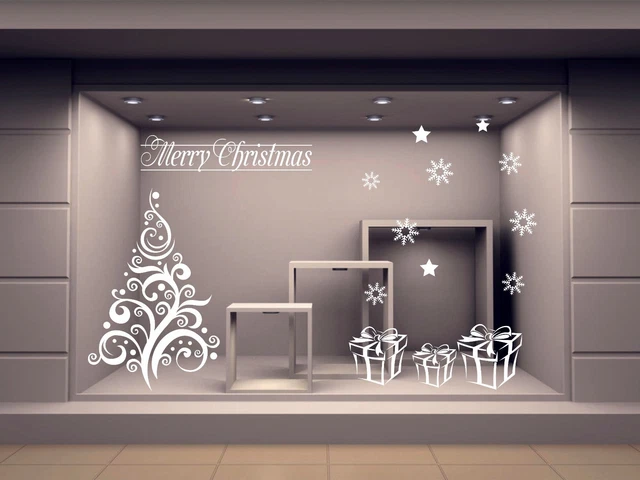 VETROFANIA ADESIVO VETRINA Albero Natale Merry Christmas Adesivi 112594516580 - Foto 13