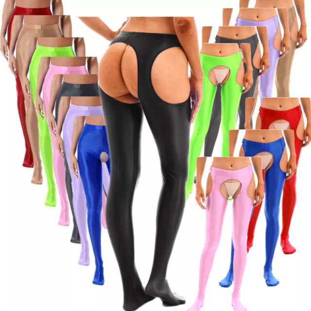 Women's Hollow Out Pantyhose Crotchless Mid Waist Suspender Bodystockings Tights