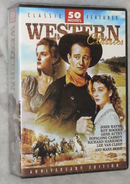 Western Classics 50 Cowboy Movies DVD Box Set Region Free Neue & Versiegelten