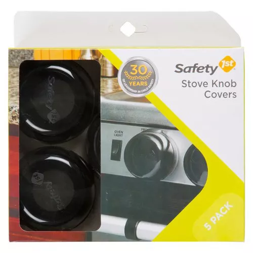 Safety 1st 5 Pack Black Stove Knob Hinged Covers HS147 Child Proof - 72325