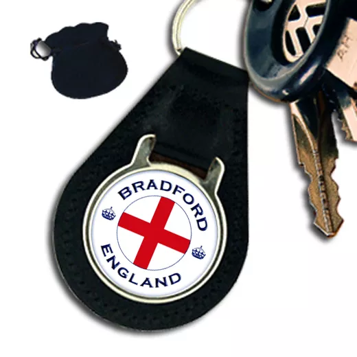 City Of Bradford England Leather Keyring / Keyfob Gift