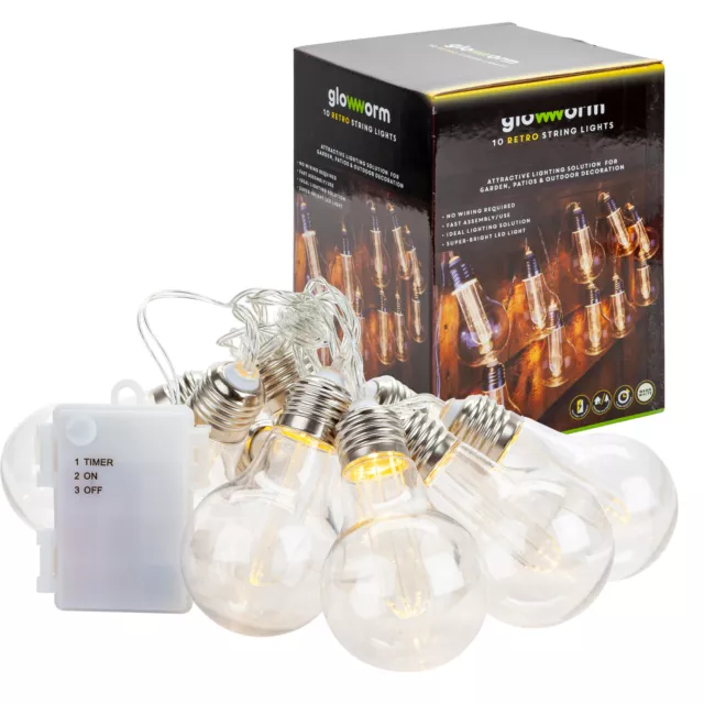 Glowworm Retro Bulb Lights - Warm White LED