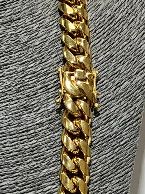 Men's Miami Cuban Link Chain 14 k Gold Plated Stainless Steel 10-14 mm