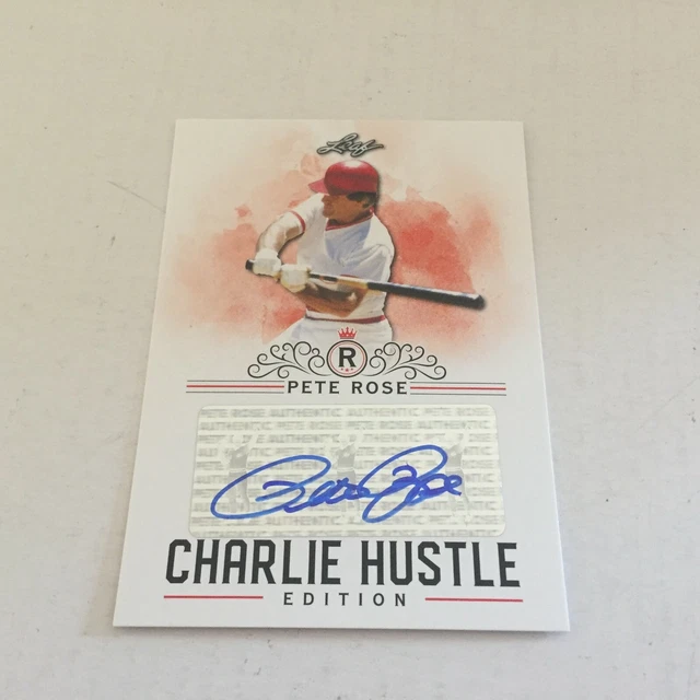 Leaf MLB Charlie Hustle Edition Peter Rose Autographed Baseball Card Leaf MLB Charlie Hustle Edition Peter Rose Autographed Baseball Card
