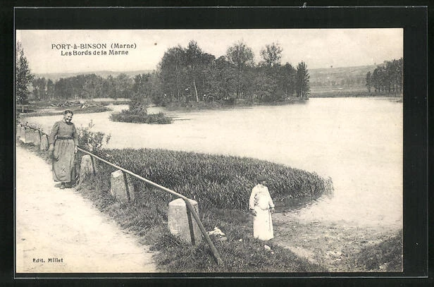 CPA Port-à-Binson, Les Bords de la Marne