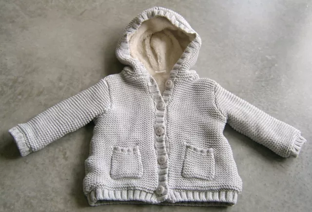 Seed Heritage Baby Girls Grey Cotton Cardigan Fluffy Inner Sz 6 - 12 Months (0)