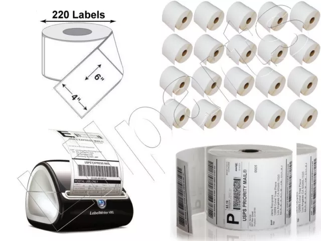 1- 20 Rolls 4x6 Direct Thermal Shipping Label 220/roll Dymo LabelWriter 4XL 5000