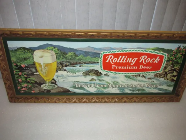 Vintage Rolling Rock Beer Sign Brewed From Mountain Spring Water Plastic RARE 2