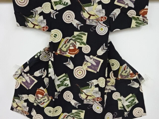 37484# Japanese Kimono / Antique Hitoe Kimono For Boys / Armor Pattern