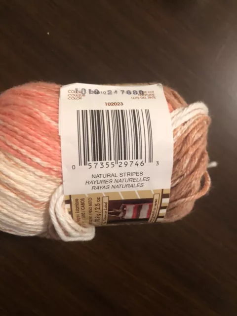 Lily Sugar 'N Cream Super Size Stripes Yarn, 2.5 Ounce, Natural Stripes New