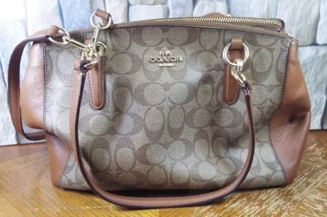 Coach Christie Bag Mini - brown leather signature pattern - Used, Nice Condition