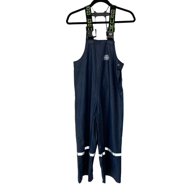Grundens Zenith 117 Rain Gear Bibs Youth Size 10 Medium Navy Blue Fishing Pants