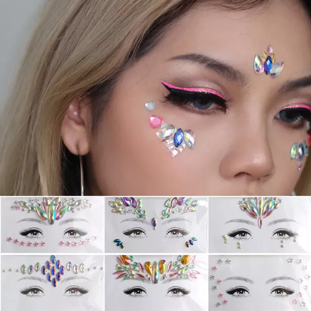 Pegatina de tatuaje facial brillo pedrería falsa tatuaje temporal 🙂