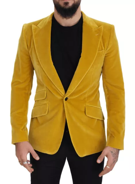 DOLCE & GABBANA Blazer SICILIA Yellow Velvet Single Breasted IT48/US38/M 3000usd