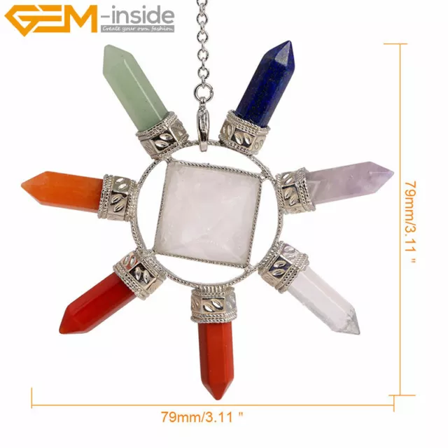 7 Chakra Pyramid Rudder Wand Natural Gemstones Pendulum Pendant Reiki Healing