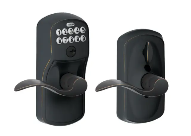 Schlage Plymouth Electronic Keypad Door Lock FE595 PLY 716 ACC Flex Lock Bronze