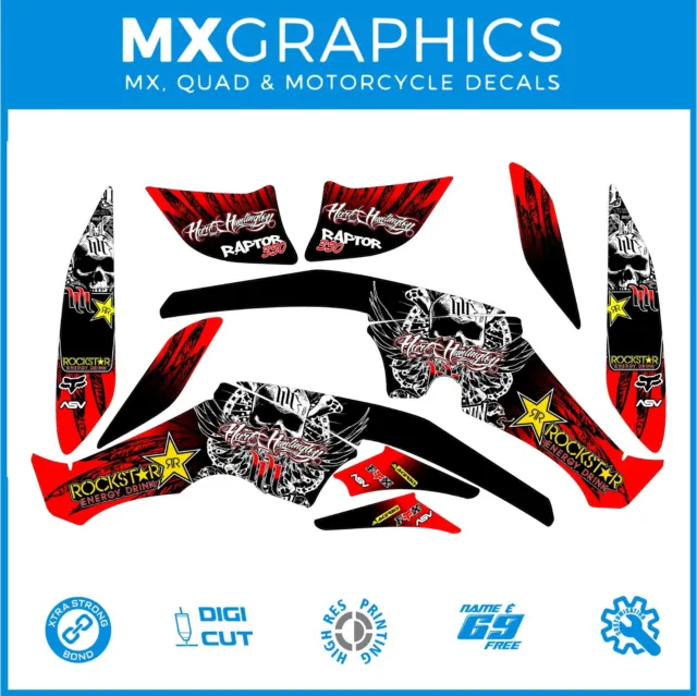 🔴 FITS YAMAHA RAPTOR 350 Quad. 04-14. FREE NAME. DECALs GRAPHICS STICKERS Red