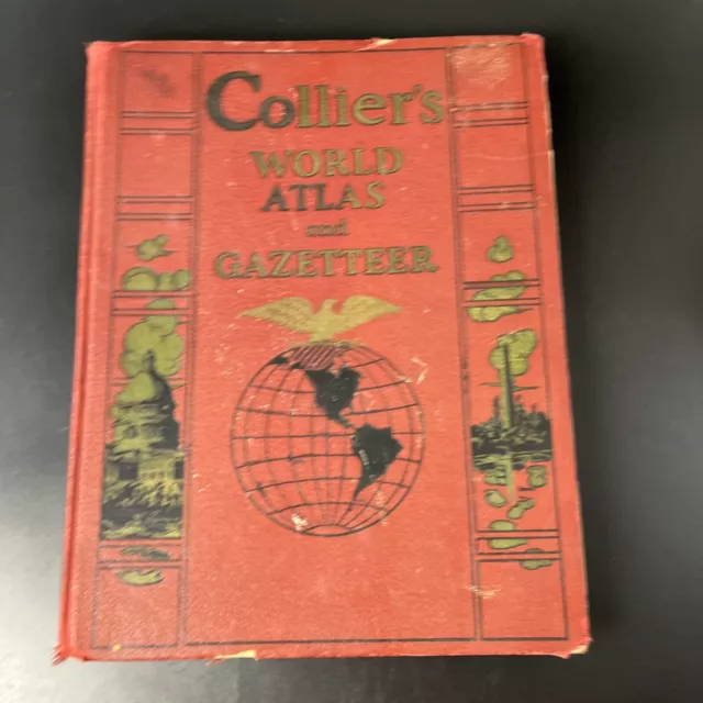 Collier's World Atlas and Gazetteer Old Maps 1940 Hardcover Color Black & White