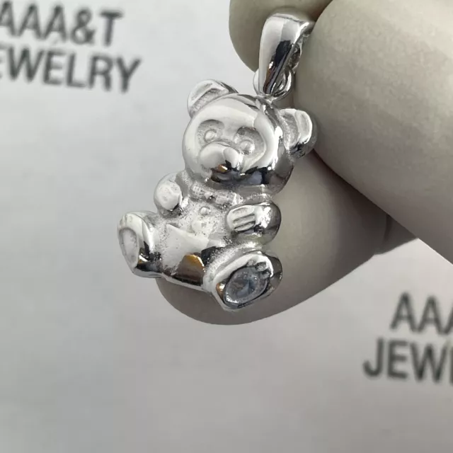 925  Solid Sterling Silver Teddy Bear Pendant