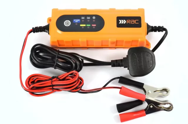 RAC Akku Ladegerät 4 Amp Auto Fahrzeug Motorrad Automatik 12 Volt Smart Ladegerät