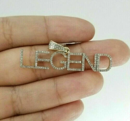 1.60Ct Round Cut Moissanite Men's Letter Pendant 14k Yellow Gold Plated Silver