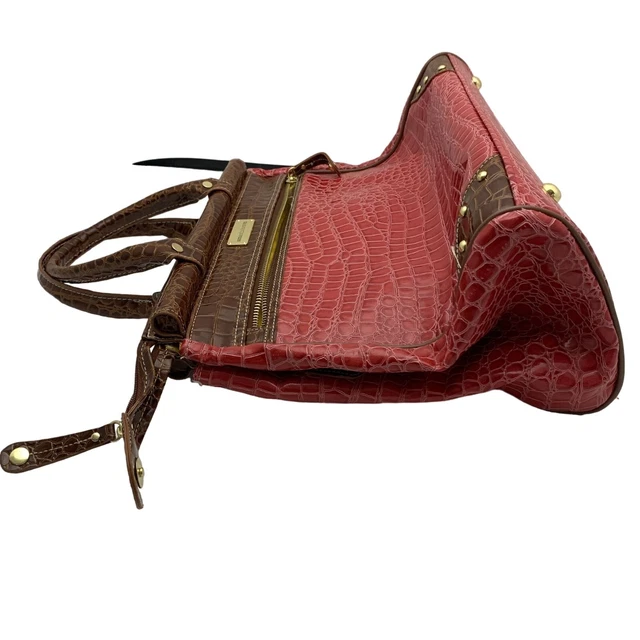 Samantha Brown Croco-Embossed Dowel Travel Bag Tote Work Weekend Watermelon 3