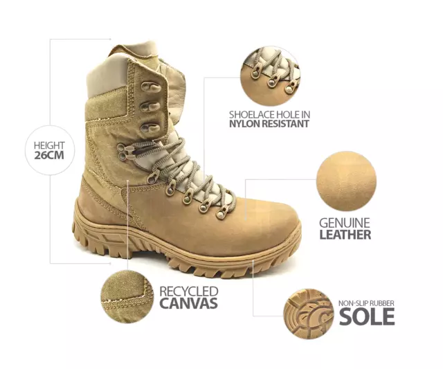 Botas de Combate Arena Lona y Piel Táctica Senderismo Militar Airsoft Seguridad 3