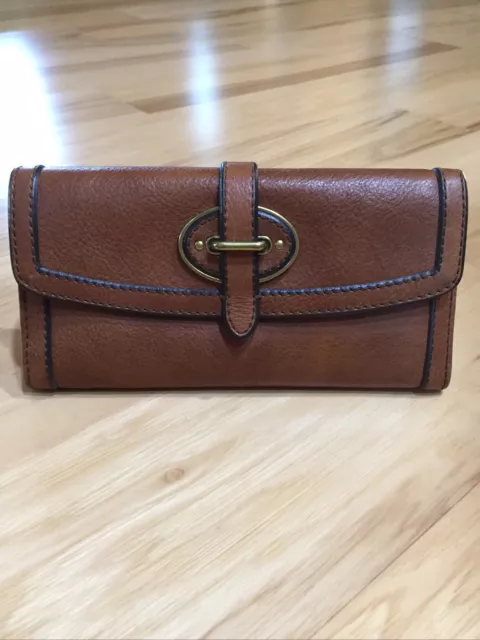 Fossil Vintage Revival Reissue Leather Clutch Wallet Tan/Brown VRI Billfold Card Fossil Vintage Revival Reissue Leather Clutch Wallet Tan/Brown VRI Billfold Card