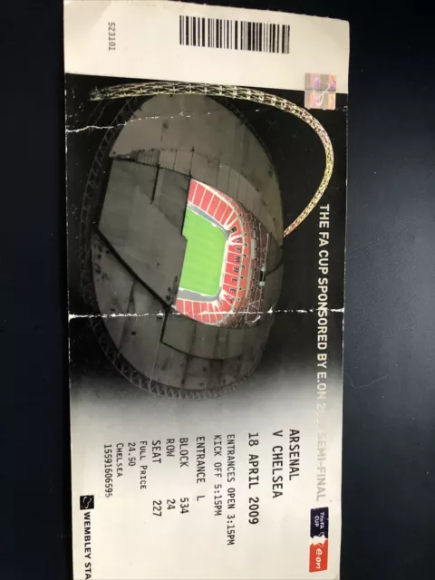 Arsenal V Chelsea Fa Cup Semi Final 18th Apr 2009..Match Ticket