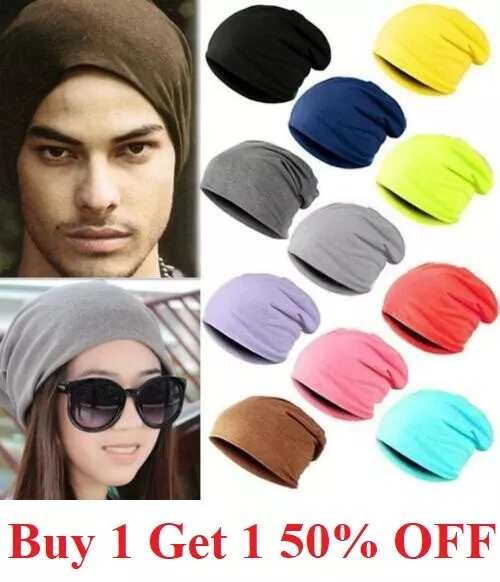 Beanie Thin Plain Knit Hat Baggy Cap Cuff Slouchy Skull Hats Ski Men Women