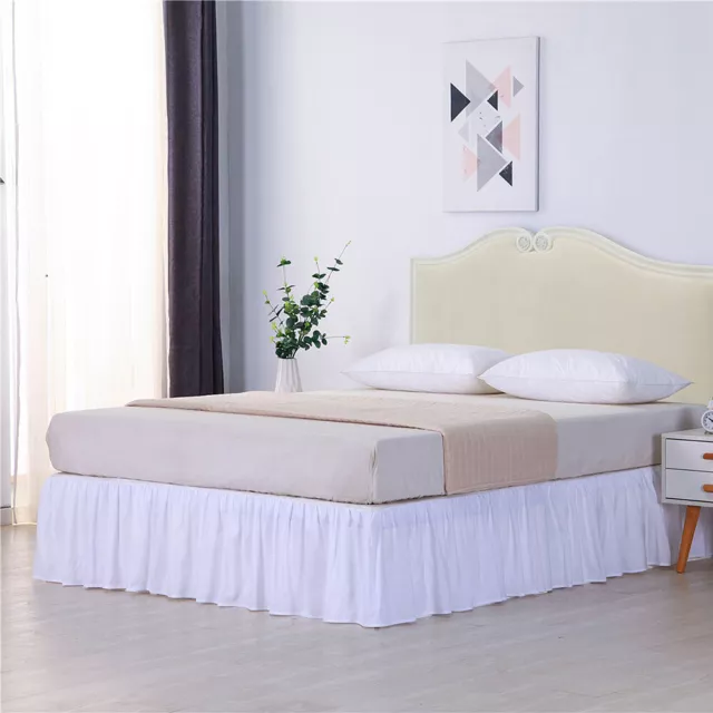 Soft Elastic Bed Skirt Ruffle Fit Wrap Around Twin Full Queen King All Size Home