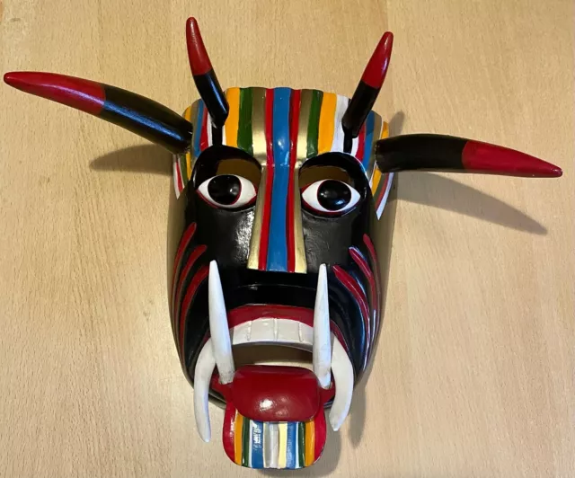 Wooden Mask handcraft carved DEVIL from Michoacan Mexico