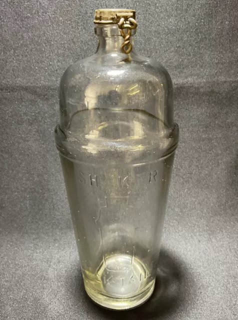 Art Deco 1930s Rare Embossed Glass Cocktail Shaker Mixing Drinks Bar