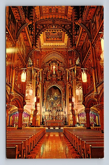 Montreal Quebec Canada, Interior Chapel, Notre Dame Church, Vintage Postcard