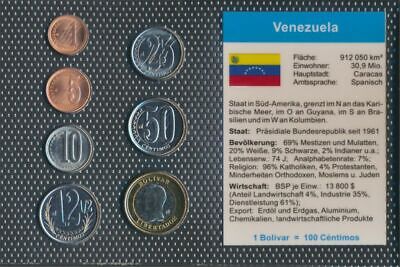 FDC Venezuela Brillant fior di conio 9764536 Serie di monete 2007 1 Cen 