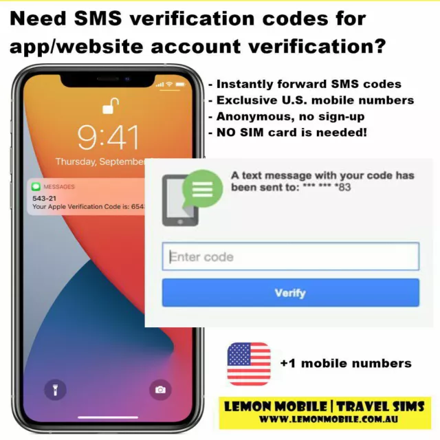 Codice di verifica SMS Numero di cellulare USA Stati Uniti Testo USA OTP No SIM