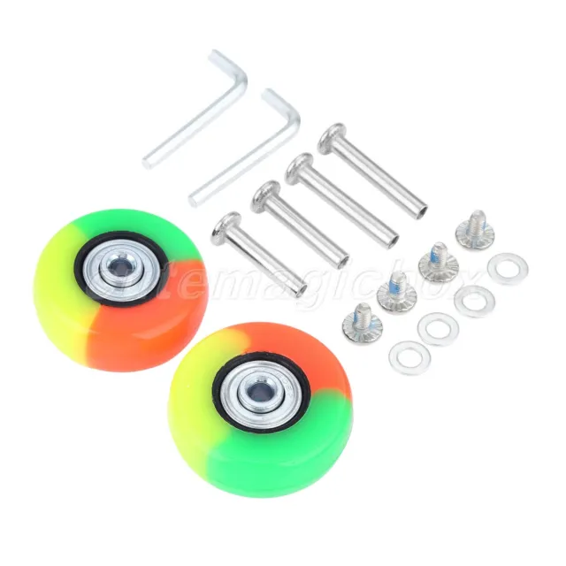 OD 50mm Luggage Suitcase Wheels Replacement Repair Screw Set Kit Colorful 1Pairs