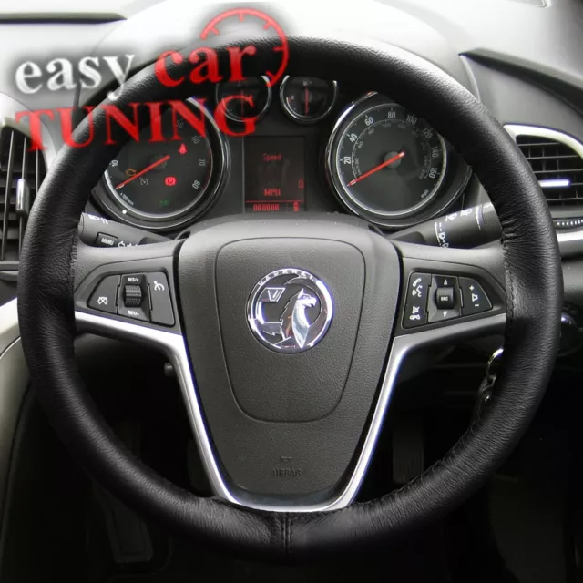 Fits Vauxhall Opel Corsa D 2006+ Black Real Genuine Leather Steering Wheel  Cover