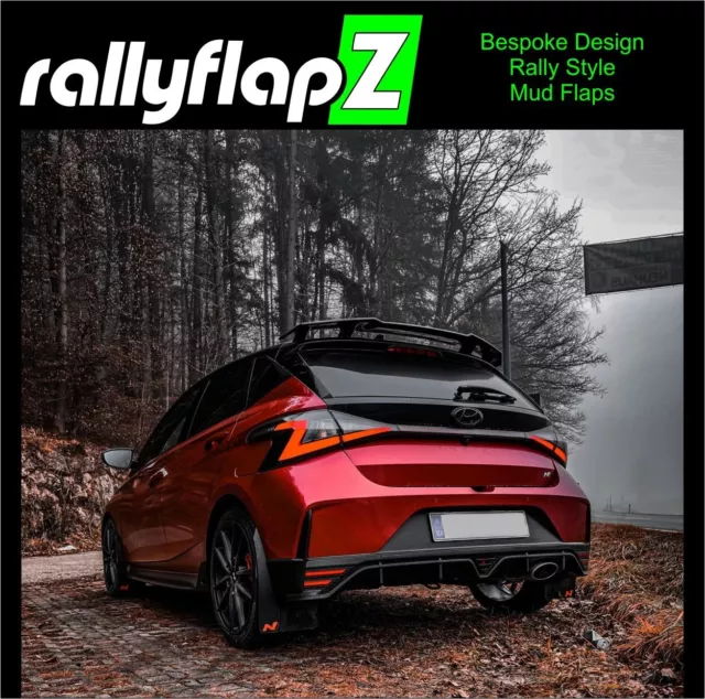 rallyflapZ Mudflaps & Kit de fijación para adaptarse a Hyundai i20N Negro 4mm *Satin-Matt N-Red