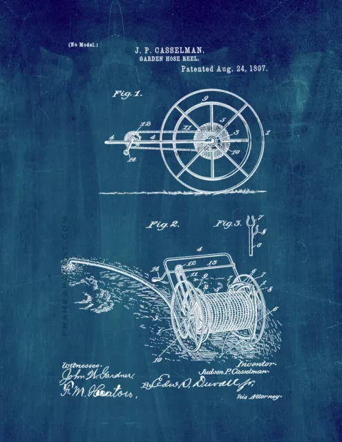 Garden Hose Reel Patent Print Midnight