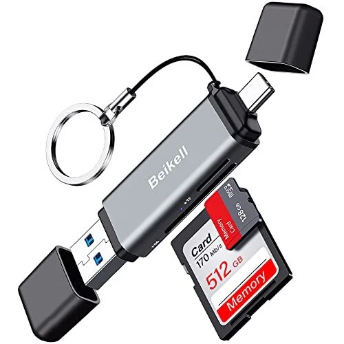 Lecteur de Carte SD/Micro SD Beikell USB C Lecteur de Carte Mémoire OTG USB 3...