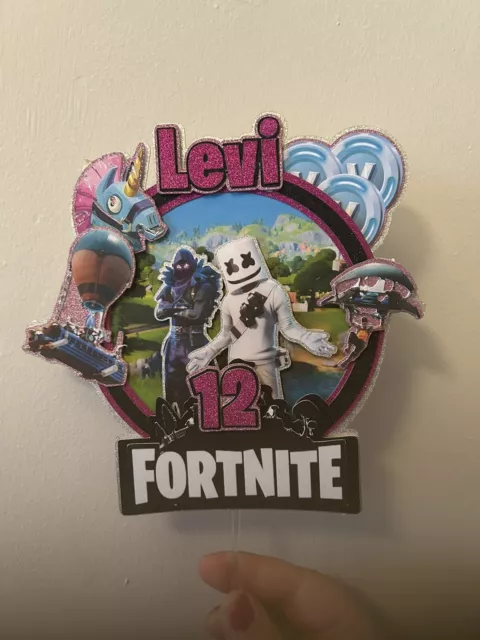 Fortnite Customisable Name and Age Gaming Birthday Cake Topper - UNOFFICIAL