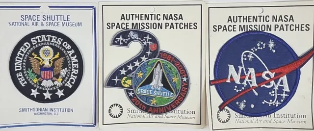 Lot of 3 Space Mission Patches 20th Anniversary Shuttle NASA National Air Museum