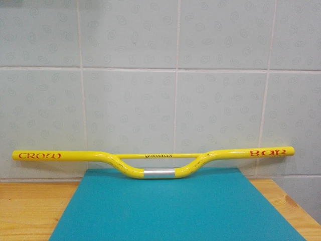 Rare Cr-Mo yellow Retro MTB Bontrager Crowbar Comp 9 degree riser bar