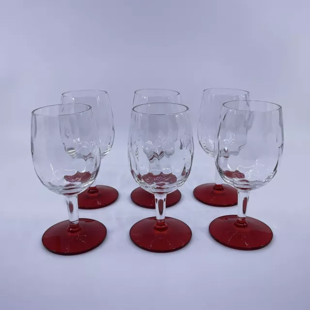 Set Of 6 Morgantown Glass Co Fire and Ice #6060 Red Footed Wine 5 oz