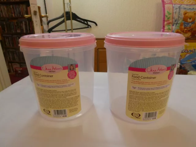 Set Of 2 Pink Lid Large Storage Canisters Jane Ashers Kitchen Unused 3