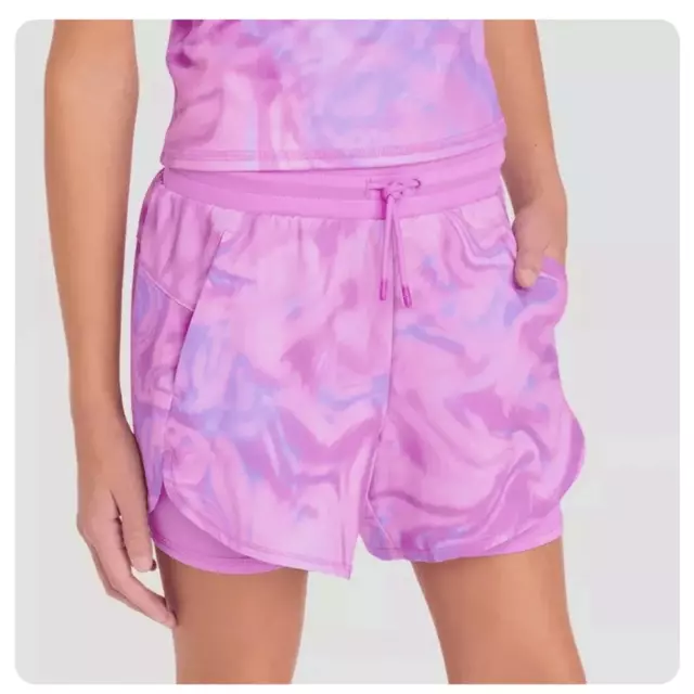 All in Motion Size Medium (8) 2-in-1 Pink Girl’s Athletic Shorts