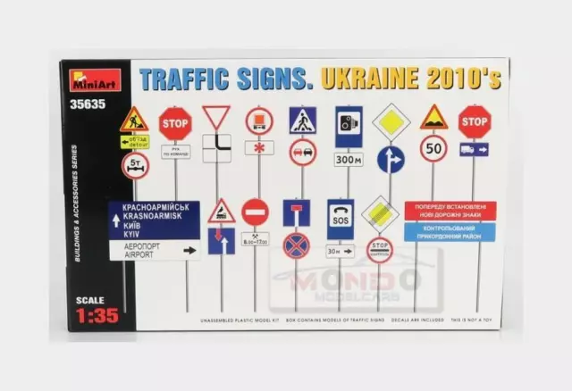 1:35 Miniart Accessories Segnali Stradali Traffic Signs Ukraine 2010 Kit MA35635