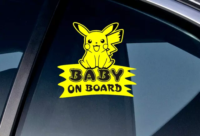 Funny Pokemon Baby On Board Vinyl Sticker Decal Child Kids Car Window Safety Yel